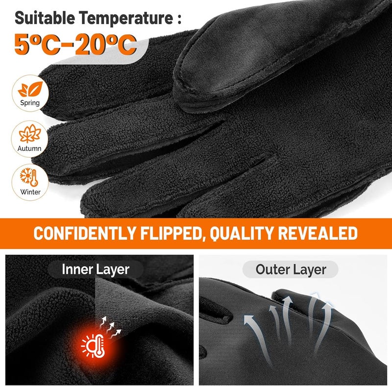 AOPREL Winter Gloves Men Women Windproof Touchscreen Gloves with Liner Thermal,Running Gloves for Cycling Driving Daily Work - Image 3